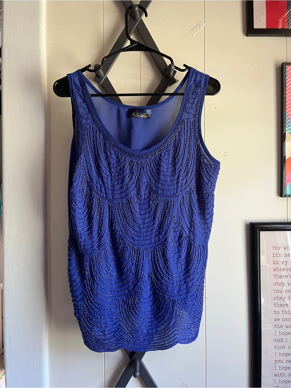 Blue Rain Royal Blue Beaded Scoop Tank